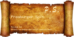 Presburger Solt névjegykártya